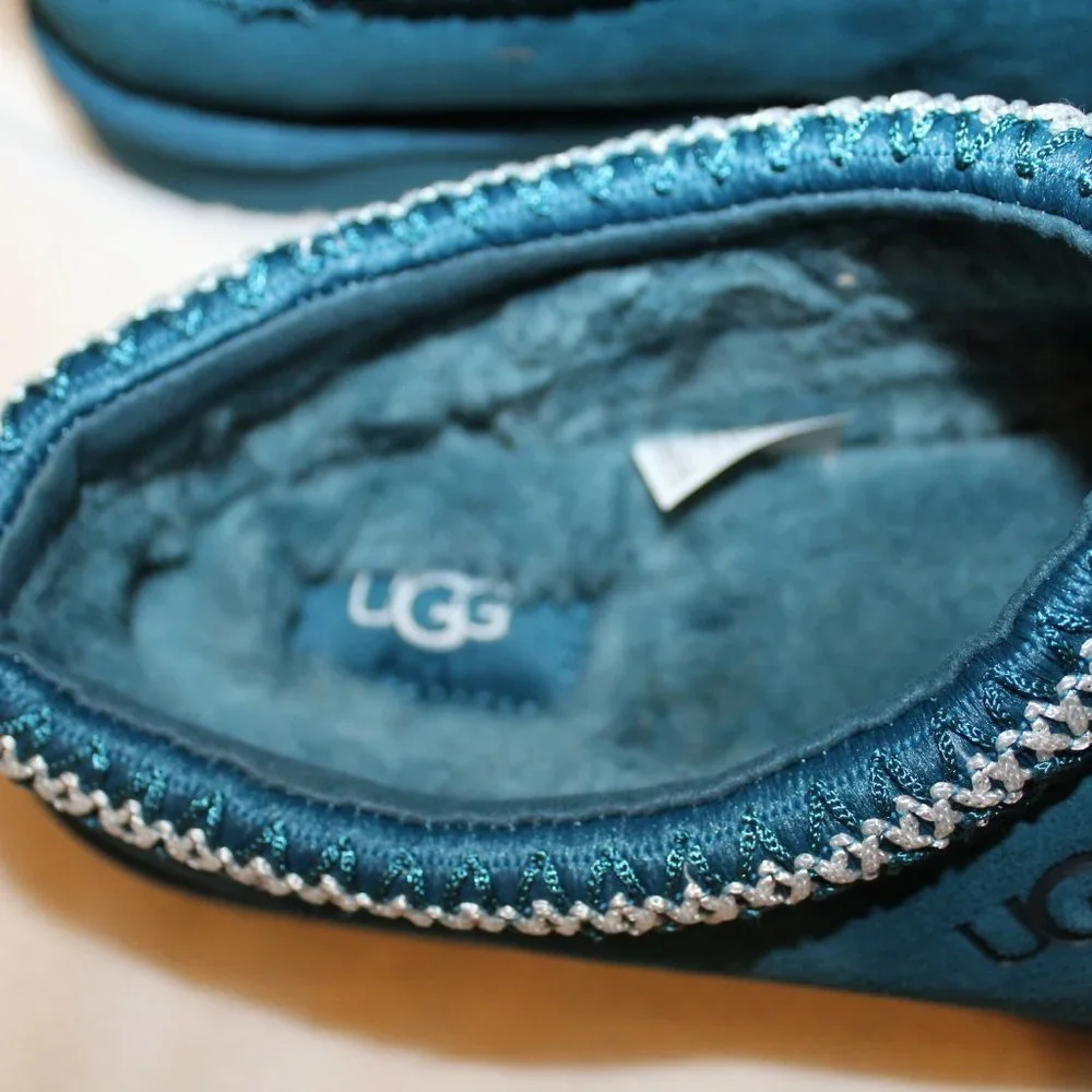 NIB UGG MEN'S TASMAN SUEDE SHEARLING LINED SLIP ON‎ SLIPPERS MARINE BLUE 12